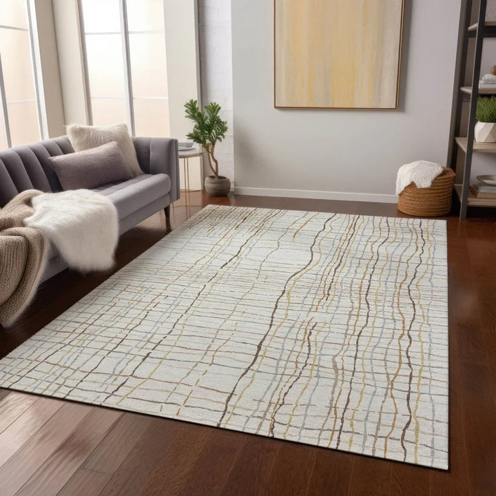 Calista Ivory Washable Indoor-Outdoor Rug-Outdoor Rugs-LOOMLAN Rugs-LOOMLAN