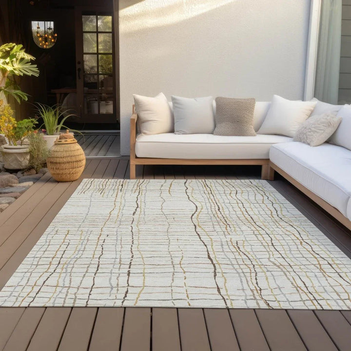 Calista Ivory Washable Indoor-Outdoor Rug-Outdoor Rugs-LOOMLAN Rugs-LOOMLAN