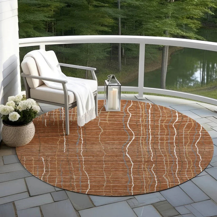Calista Orange Washable Indoor-Outdoor Rug-Outdoor Rugs-LOOMLAN Rugs-LOOMLAN