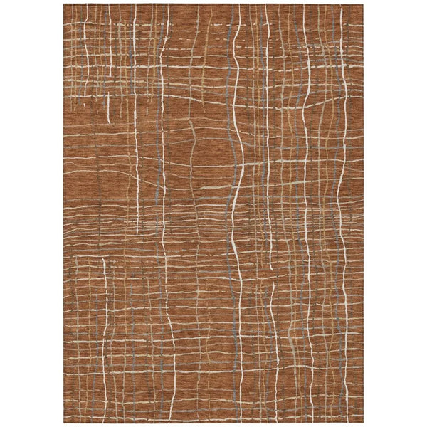 Calista Orange Washable Indoor-Outdoor Rug-Outdoor Rugs-LOOMLAN Rugs-2'6" x 3'10"-LOOMLAN