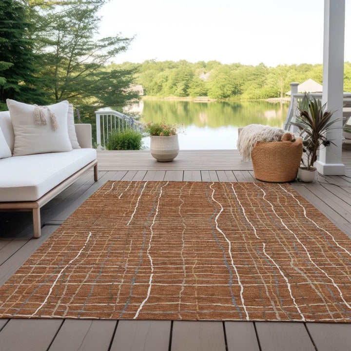 Calista Orange Washable Indoor-Outdoor Rug-Outdoor Rugs-LOOMLAN Rugs-LOOMLAN