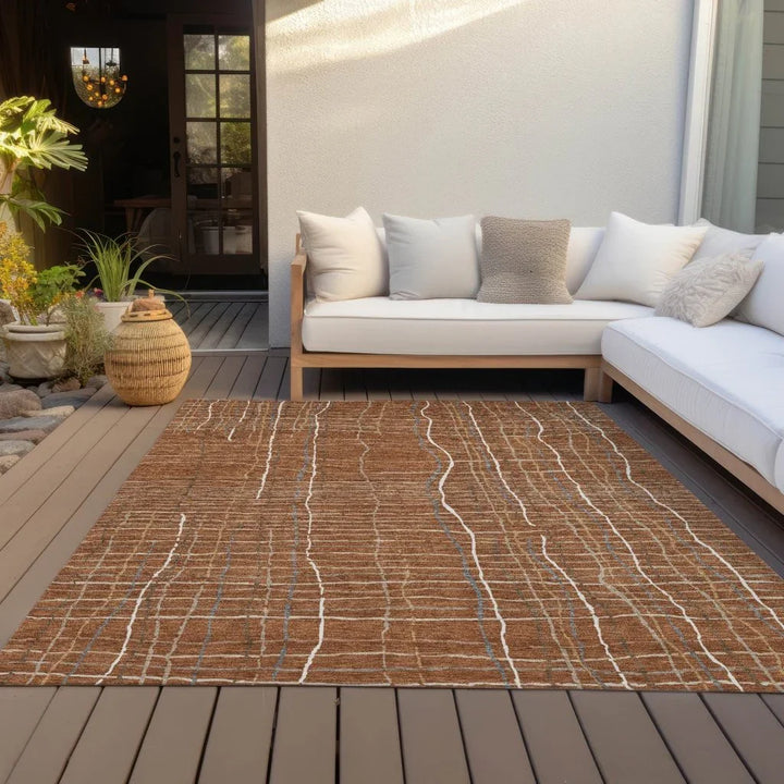 Calista Orange Washable Indoor-Outdoor Rug-Outdoor Rugs-LOOMLAN Rugs-LOOMLAN