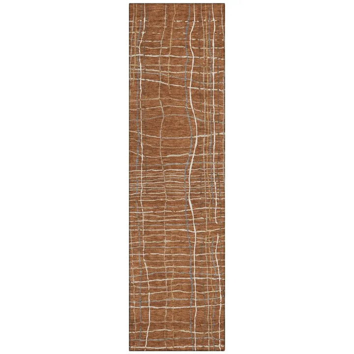 Calista Orange Washable Indoor-Outdoor Rug-Outdoor Rugs-LOOMLAN Rugs-2'3" x 7'6"-LOOMLAN