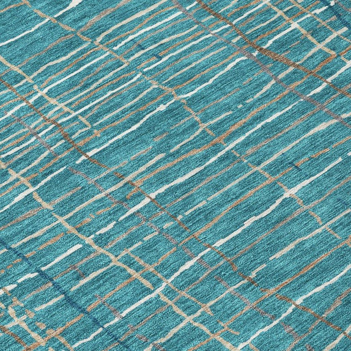 Calista Teal Washable Indoor-Outdoor Rug-Outdoor Rugs-LOOMLAN Rugs-LOOMLAN
