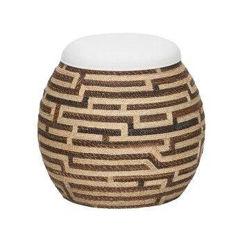 Calusa Maze Pattern Round Stool - LOOMLAN - Wildwood - Poufs and Stools
