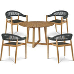 Cambria 5PC Round Outdoor Dining Set Stacking Armchairs