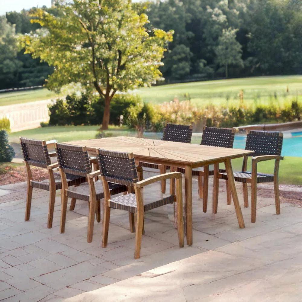 Cambria 7PC Outdoor Dining Set Stacking Armchairs