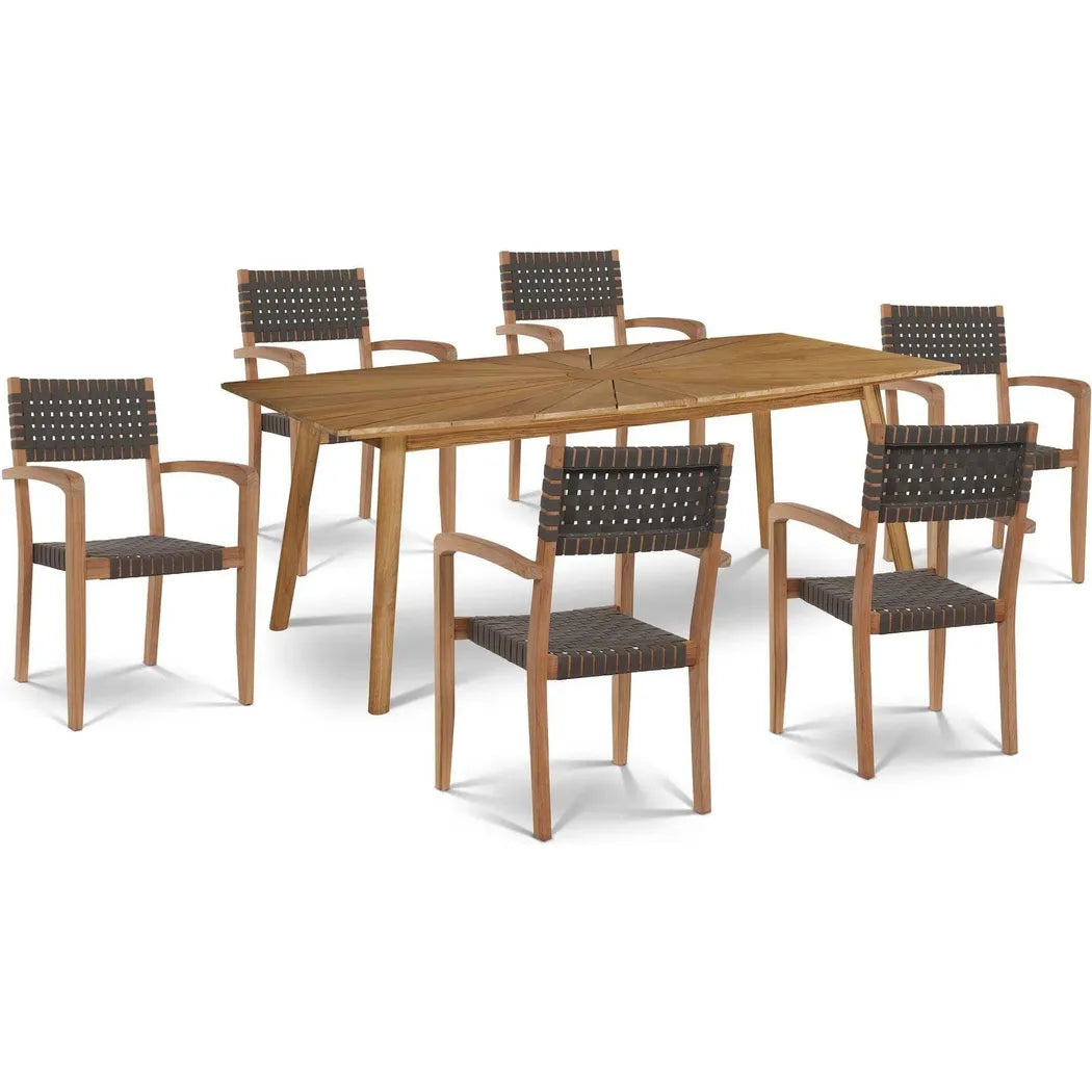 Cambria 7PC Outdoor Dining Set Stacking Armchairs