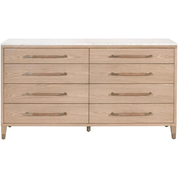 Cambria Marble Top 8-Drawer Double Dresser-Dressers-Essentials For Living-LOOMLAN