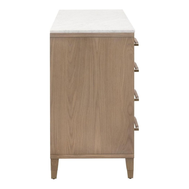 Cambria Marble Top 8-Drawer Double Dresser-Dressers-Essentials For Living-LOOMLAN