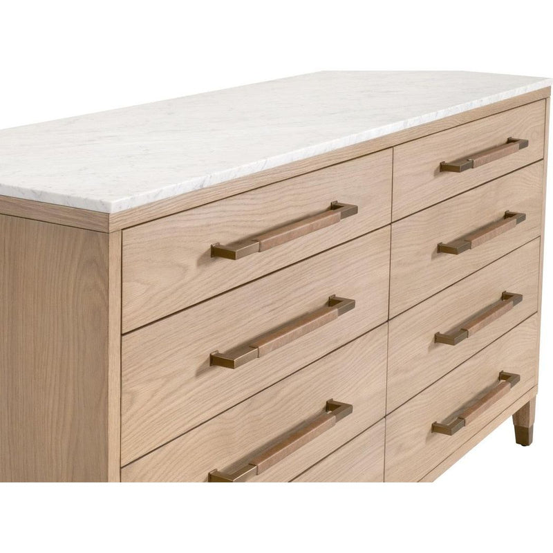 Cambria Marble Top 8-Drawer Double Dresser-Dressers-Essentials For Living-LOOMLAN