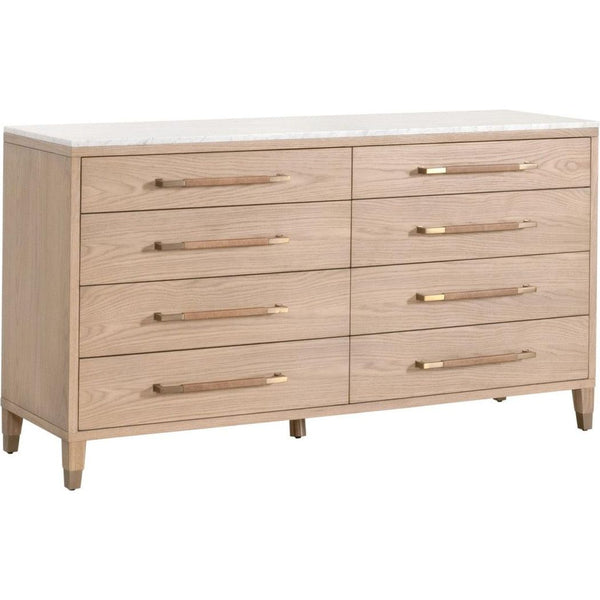 Cambria Marble Top 8-Drawer Double Dresser-Dressers-Essentials For Living-LOOMLAN