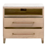 Cambria Marble Topped 2-Drawer Nightstand-Nightstands-Essentials For Living-LOOMLAN