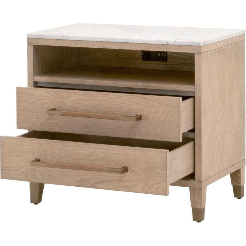 Cambria Marble Topped 2-Drawer Nightstand-Nightstands-Essentials For Living-LOOMLAN