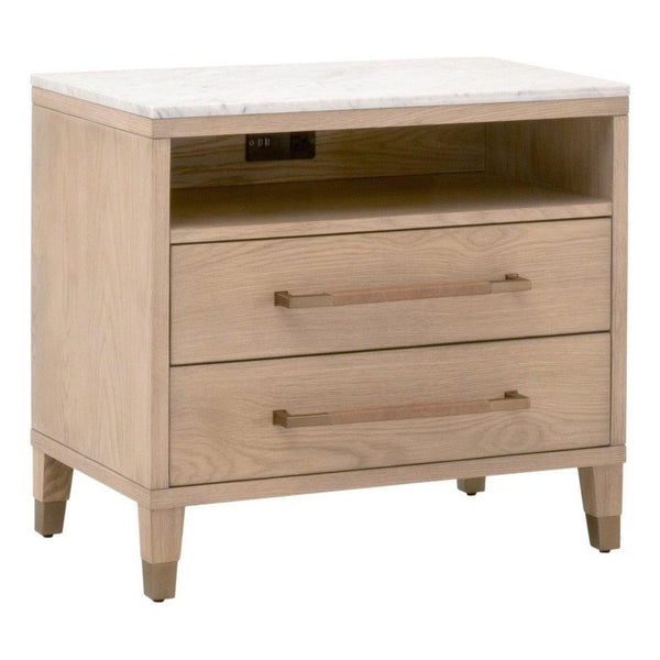 Cambria Marble Topped 2-Drawer Nightstand-Nightstands-Essentials For Living-LOOMLAN