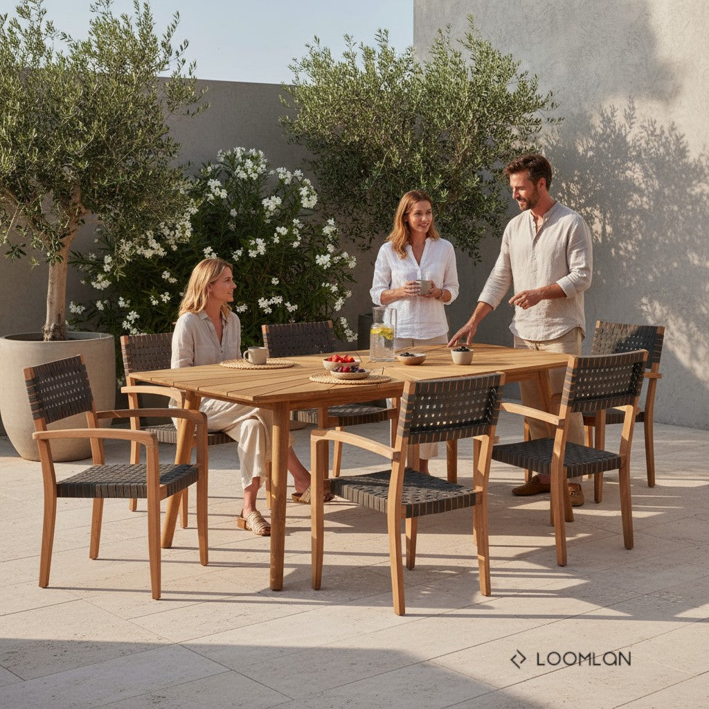 Teak Outdoor Dining Table for 8 | LOOMLAN