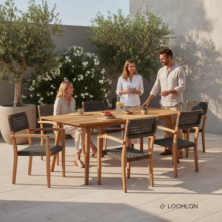 Teak Outdoor Dining Table for 8 | LOOMLAN