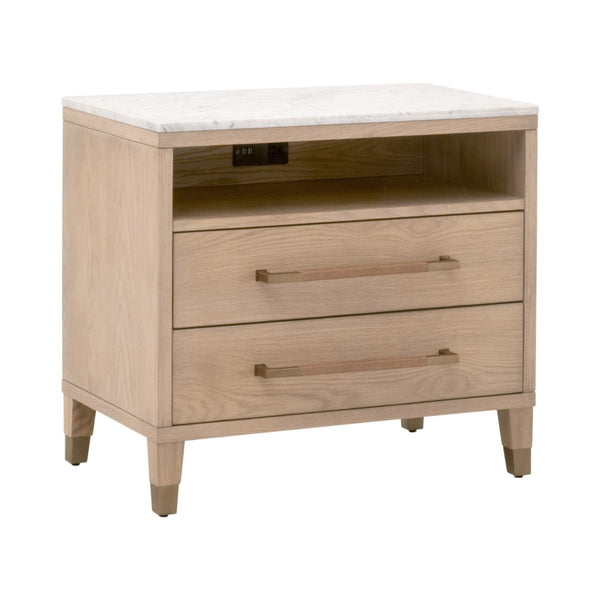 Cambria Marble Topped 2-Drawer Nightstand