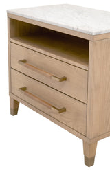 Cambria Marble Topped 2-Drawer Nightstand