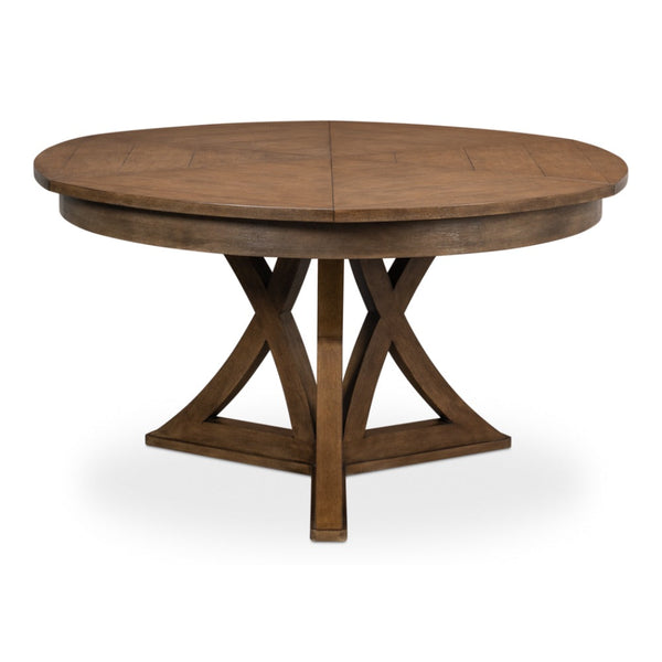 Cambridge Jupe Extendable Round Dining Table Muted Fossil-Dining Tables-Sarreid-LOOMLAN