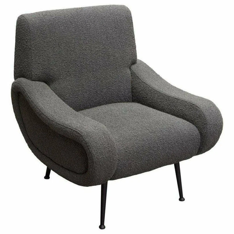 Cameron Accent Chair Grey Boucle Sherpa Metal Legs Club Chairs LOOMLAN By Diamond Sofa