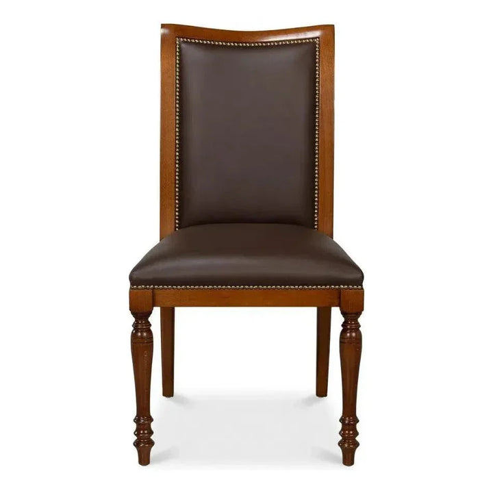Camile Leather Brown Armless Side Chair 2PC - LOOMLAN - Sarreid - Accent Chairs