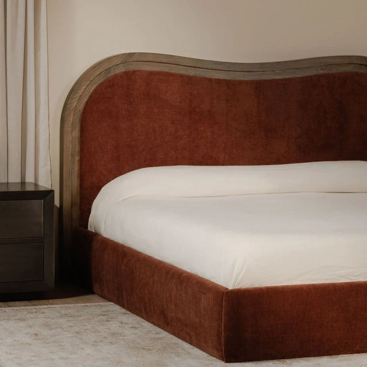 Camilla Chestnut Wave Design Bed - LOOMLAN - Moe's Home - Beds