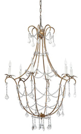 Candle Style Crystal Beads and Iron Scarlett Chandelier Chandeliers LOOMLAN By Jamie Young