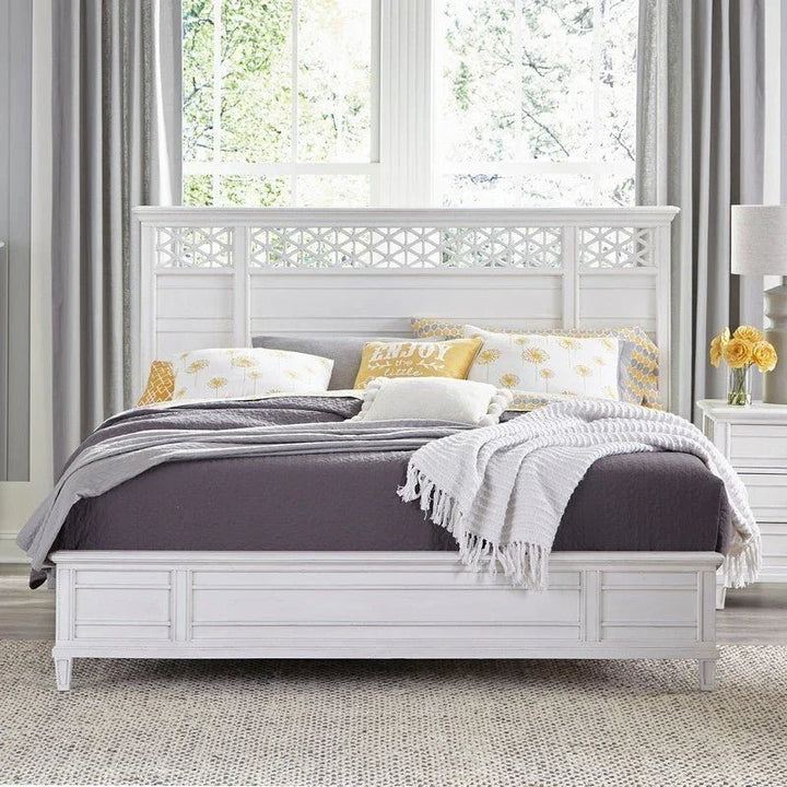 Cane Bay Fretwork Wood Panel Bed - LOOMLAN - Palmetto Home - Beds