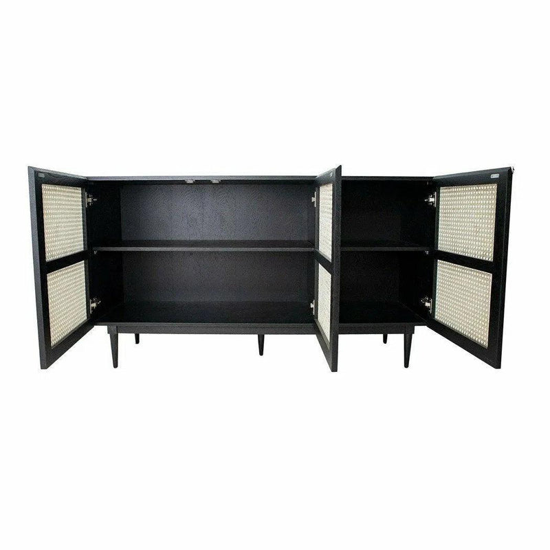 Cane Black & White Small Solid Wood Sideboard-Sideboards-LH Imports-LOOMLAN