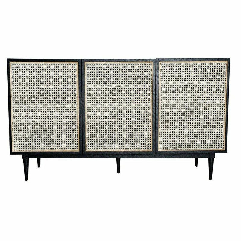 Cane Black & White Small Solid Wood Sideboard-Sideboards-LH Imports-LOOMLAN