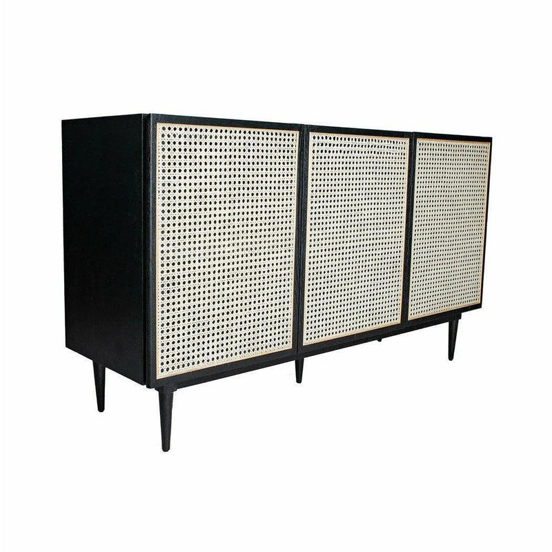 Cane Black & White Small Solid Wood Sideboard-Sideboards-LH Imports-LOOMLAN