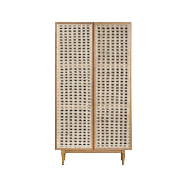 Cane Bookcase With Full Doors - Natural Bookcases LOOMLAN By LHImports