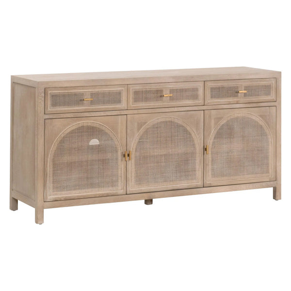 Cane Media Sideboard Smoke Gray Oak Wood and Cane Sideboards LOOMLAN By Essentials For Living