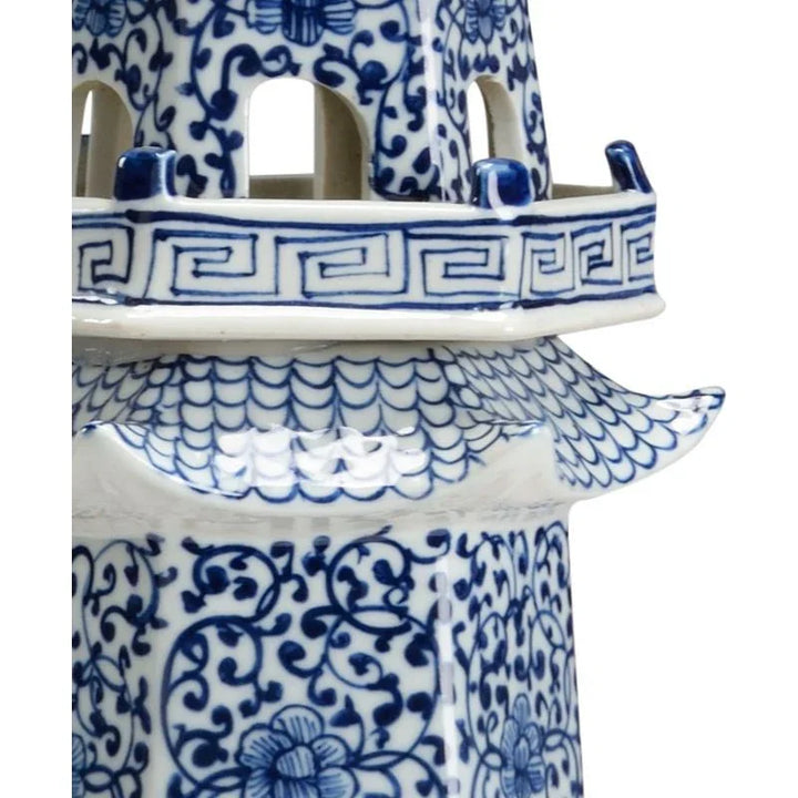 Canton Pagoda Cobalt Details Sculpture - LOOMLAN - Chelsea House - Statues & Sculptures
