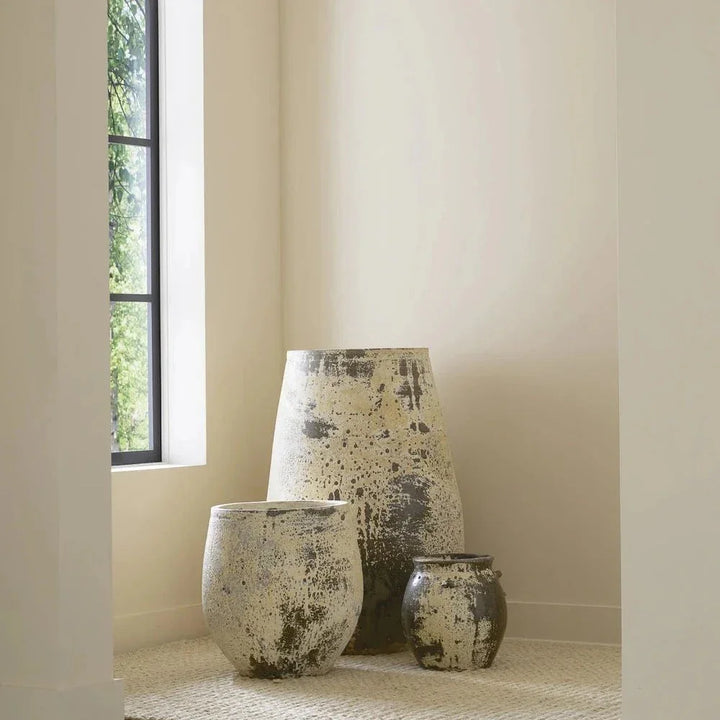 Capaci Terracotta Outdoor White Planter-Outdoor Accessories-Currey & Co-LOOMLAN