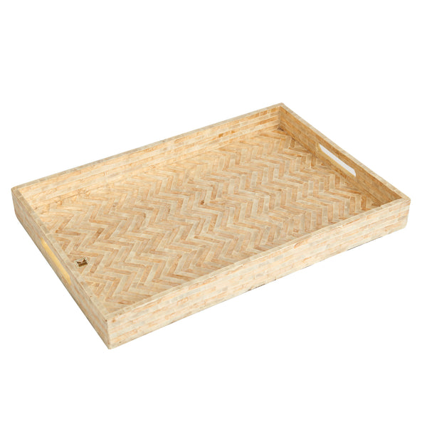 Capiz Zig Zag Design Wood Tray