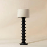 Capo Floor Lamp Black Sculpted Base & Linen Shade-Floor Lamps-SUNPAN-LOOMLAN