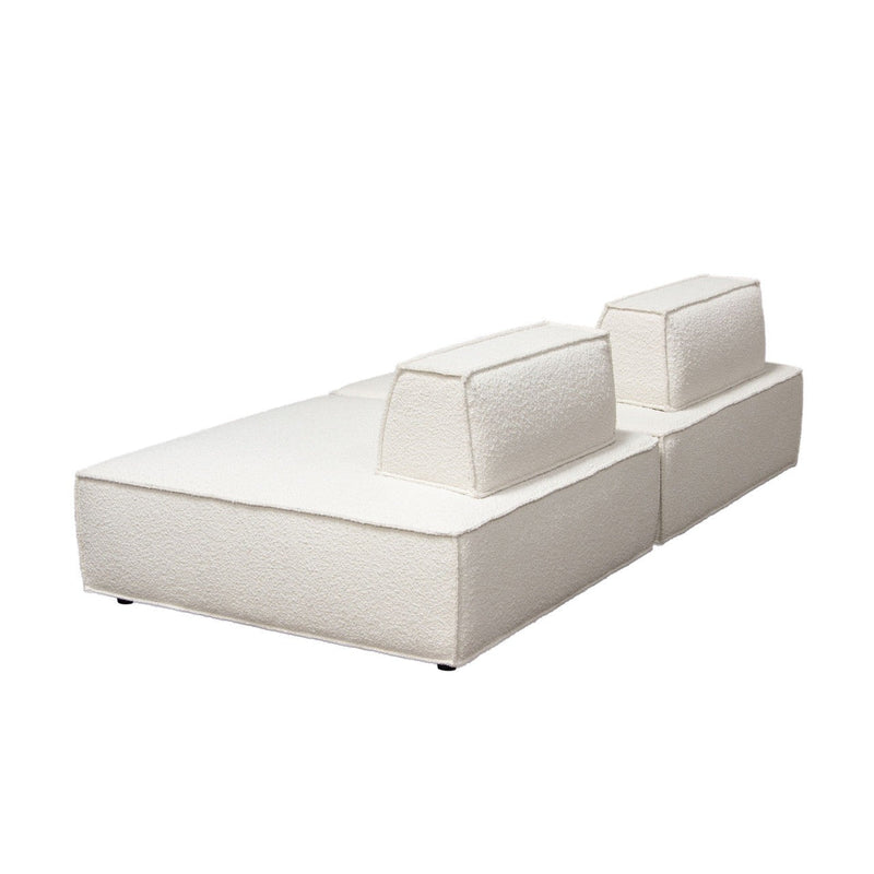 Cara 2-Piece Square Modular Lounger in Ivory Boucle Fabric-Modular Sofas-Diamond Sofa-LOOMLAN