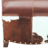 Western Style Leather & Hair On Hide Sofa Brown Caramel Marshal Sofas & Loveseats LOOMLAN By Uptown Sebastian