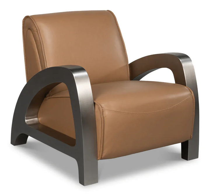 Carlisle Top Grain Leather Armchair - LOOMLAN - Sarreid - Club Chairs