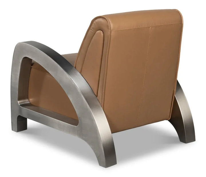 Carlisle Top Grain Leather Armchair - LOOMLAN - Sarreid - Club Chairs