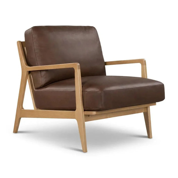 Carmelo Genuine Leather Accent Arm Chair - LOOMLAN - Urbia - Accent Chairs