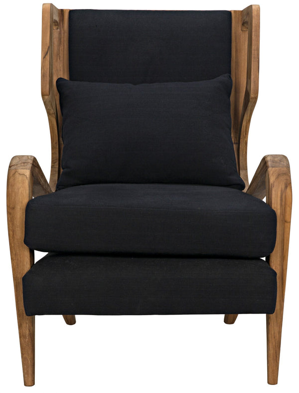 Carol Natural Teak Wood Armless Chair-Club Chairs-Noir-LOOMLAN