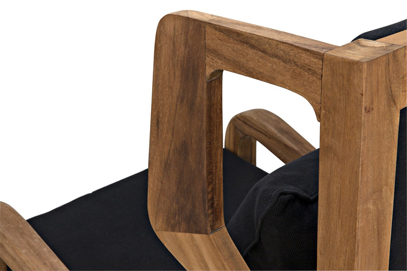 Carol Natural Teak Wood Armless Chair-Club Chairs-Noir-LOOMLAN