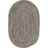 Carrington Tweed Modern Round Outdoor Rugs-Outdoor Rugs-Colonial Mills-Navy & Tan-5' x 5'-LOOMLAN