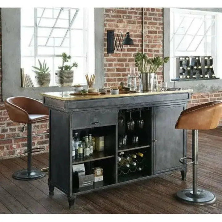 Carveth Home Bar Island Server with Counter-Home Bar Islands-LOOMLAN-LOOMLAN