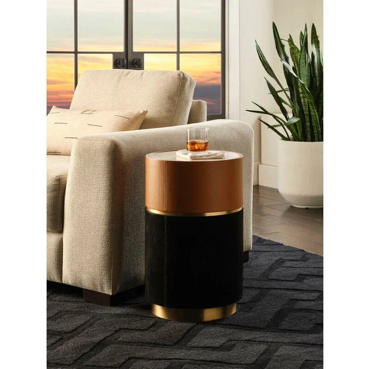 Casey White Marble Top Round Drinks Table - LOOMLAN - Wildwood - Side Tables