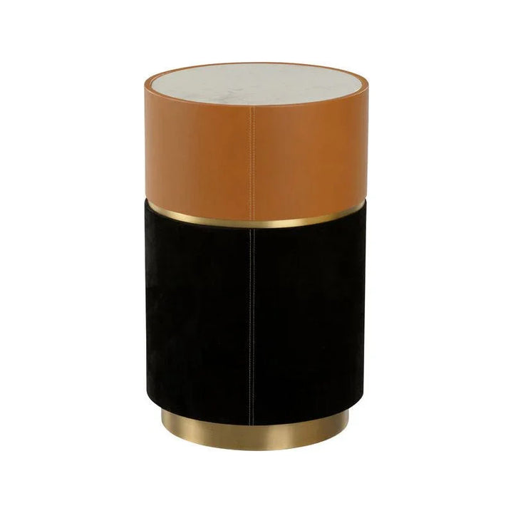 Casey White Marble Top Round Drinks Table - LOOMLAN - Wildwood - Side Tables