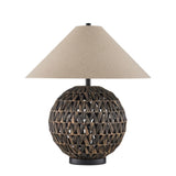 Casimer Black Water Hyacinth Table Lamp-Table Lamps-Currey & Co-LOOMLAN